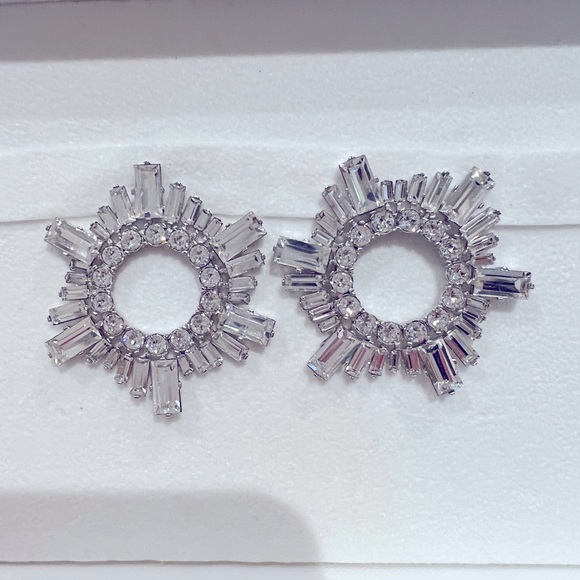 Amina Muaddi Begum Mini Crystal Embellished Earrings BNWT PRICE IS